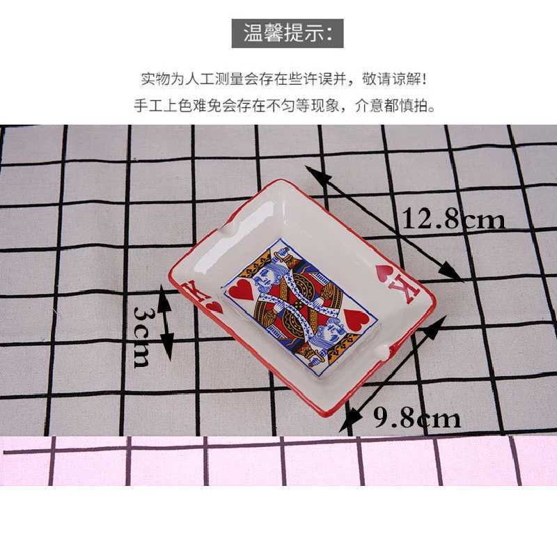 Rectangular Ceramic Ashtray Home Office Poker Porcelain Ashtray Smoking Set Living Room Ornaments Decorations Mens Gifts Y250703
