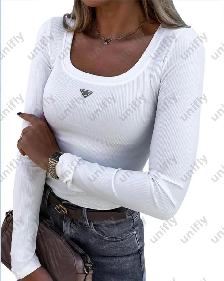 new Designers Womens Letter T-shirt Long Sleeved Base Shirt Black White Colors Tees Ladies Clothes -8 Classic Elastic Slim Tops DPG25070315