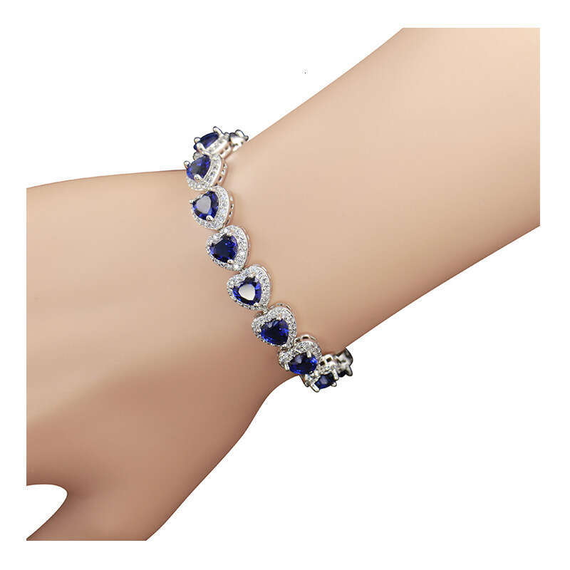 Ocean Set Blue Heart Necklace Inlaid with Zircon-Shaped Jewelry 0b3