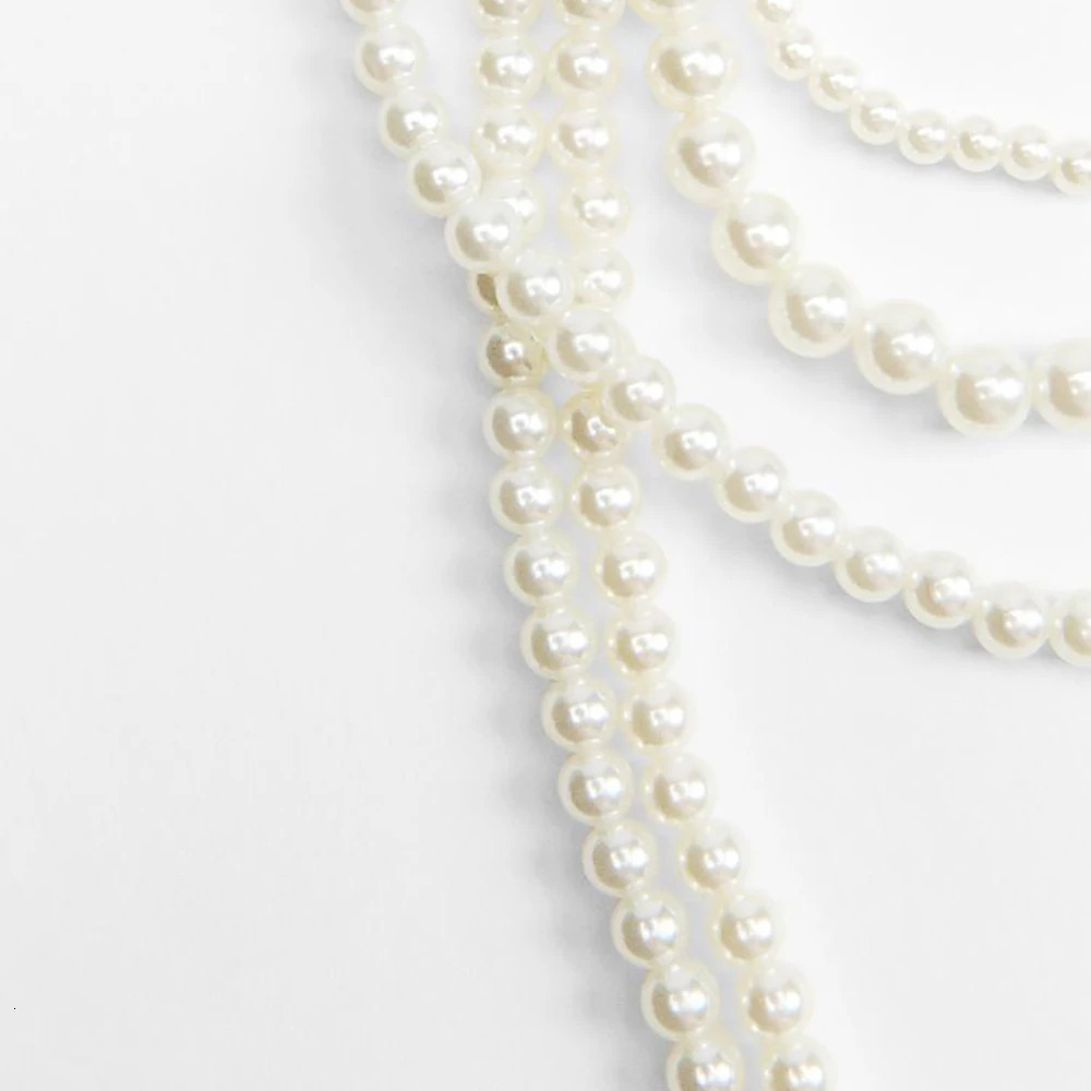 girlgo Zaa MULTI-STRAND FAUX PEARL NECKLACEAutumn Suit Sweater Long Necklace Daily Shopping Wedding Jewelry Accessories 250628
