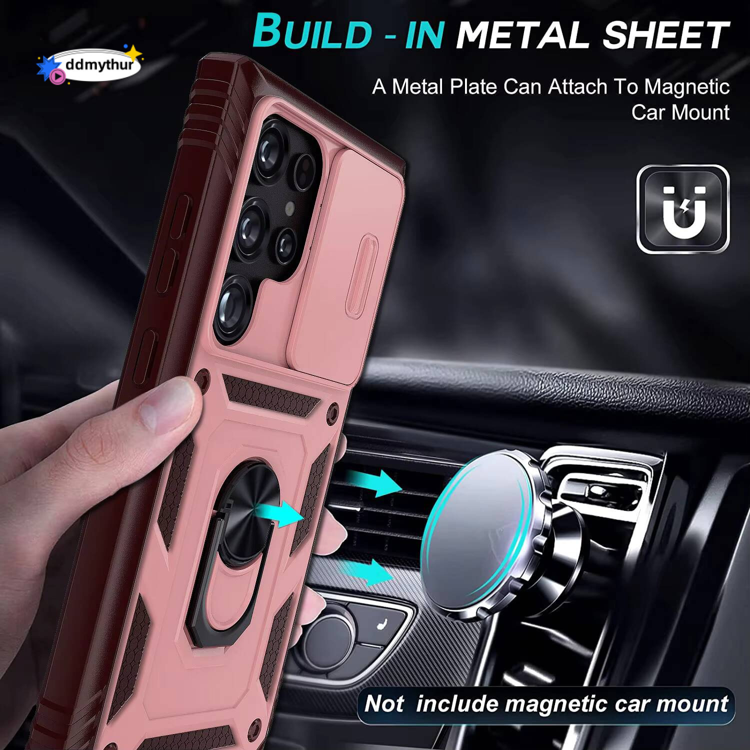 For Samsung Galaxy S24/S24+/S24 Ultra 5G Phone Case Hybrid Ring Kickstand Card Slot Camera Protection Hard Shockproof Cover ddmythur