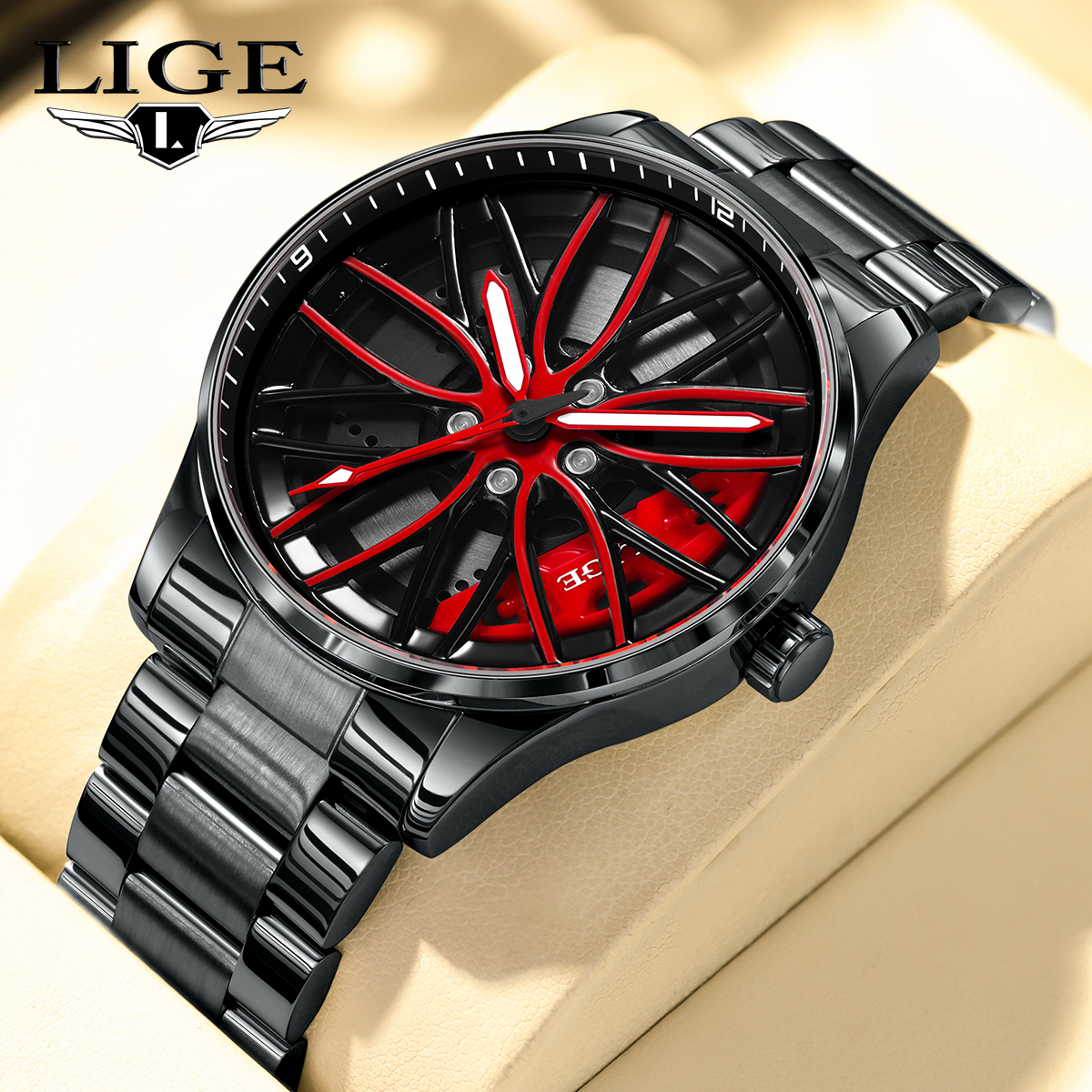 LIGE Men's Quartz Watch Waterproof Watch Top Brand Men's and Women's Universal Style Square Case Fashion Business Watch Holiday Gift Pe