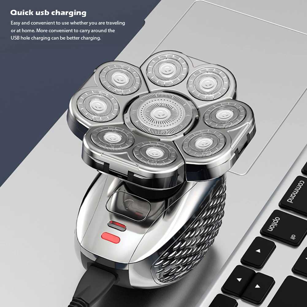 Men Grooming Kit 9D Shaver IPX6 Waterproof 9 Cutter Floating Head Electric Razor Wet/Dry 6 In 1 Bald Head Shavers Beard TrimmerS250702