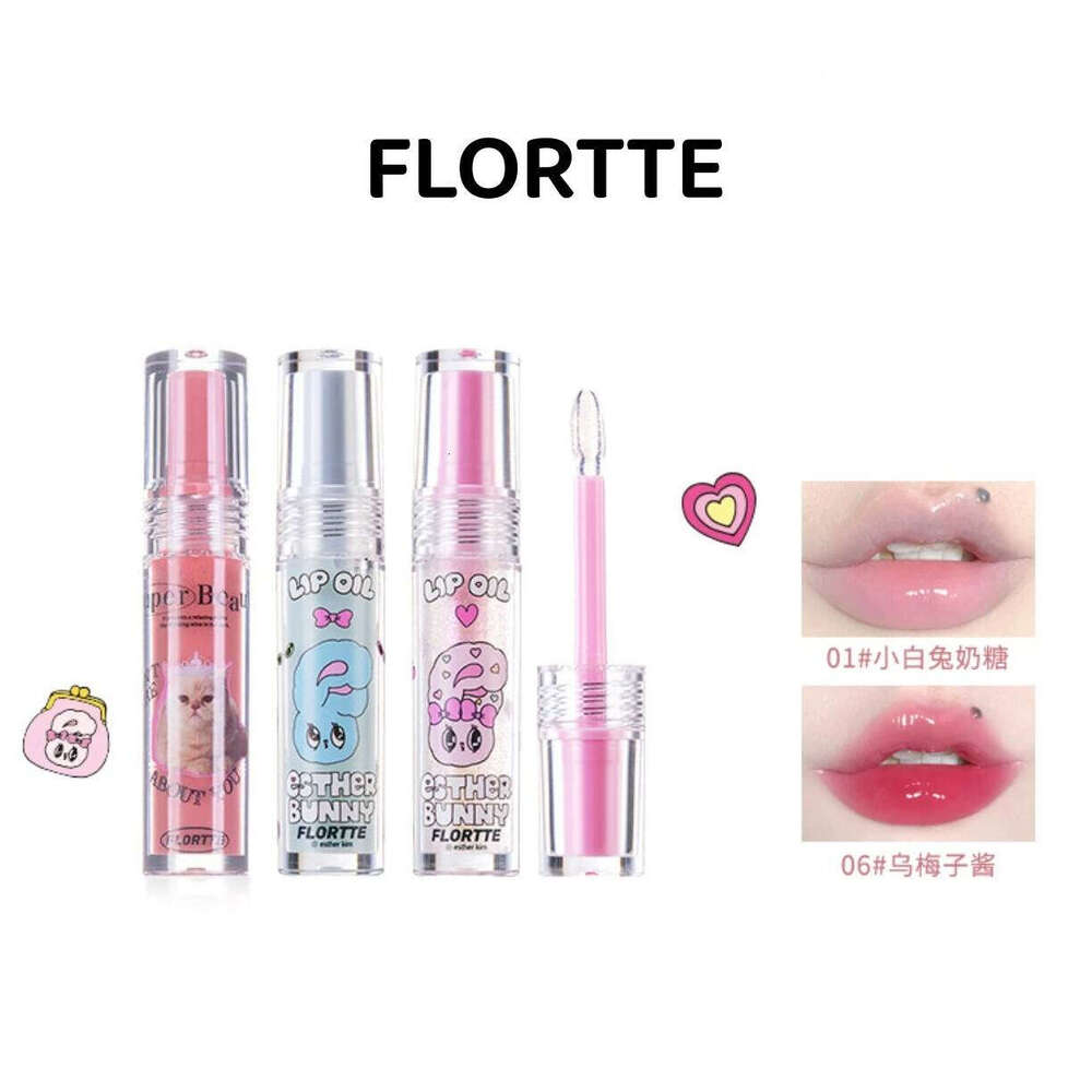 FLORTTE Gloss Serum Esther Bunny Lip Tint Glaze Liquid Lipstick 2.6g Hydrating Makeup Women Cosmetics X250702