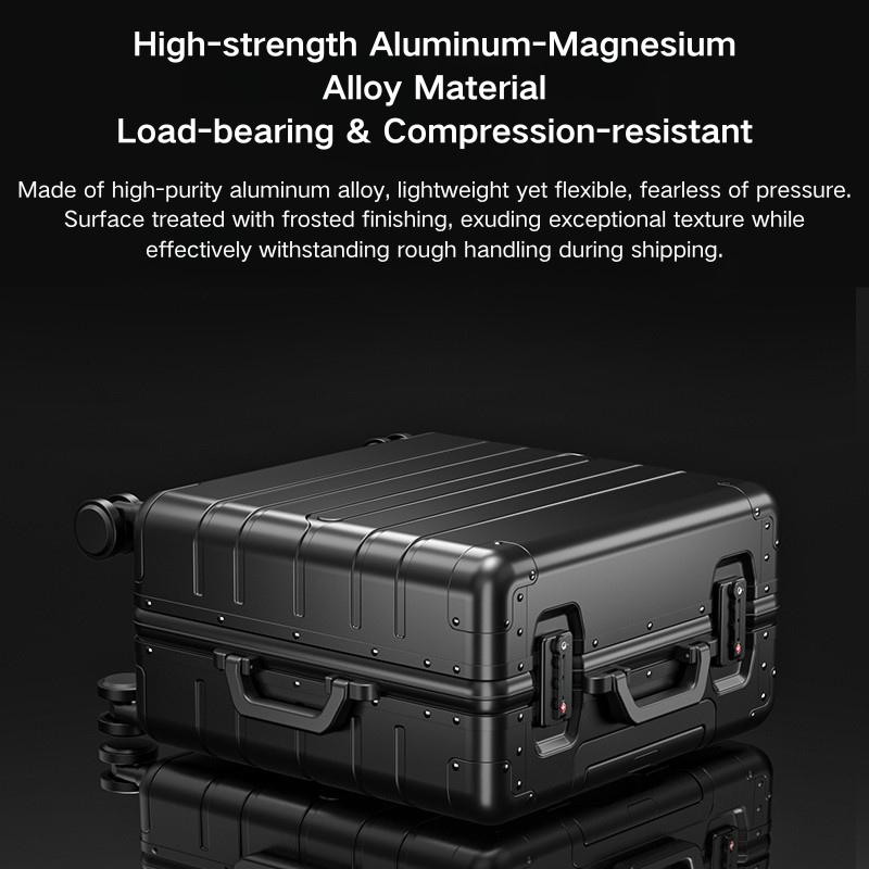All Aluminum Magnesium Alloy Luggage - High-End Business Travel Suitcase Set with 20 Inch Boarding Case & 24 Inch Main Bag