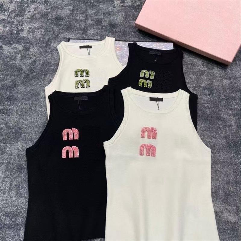 Women Designer Vest Women Knitted Diamond Sweater Vest Top Diamond High Luxury Fashion Knitted Vest Sleeveless Knit Pullover plus size Top S--XXL