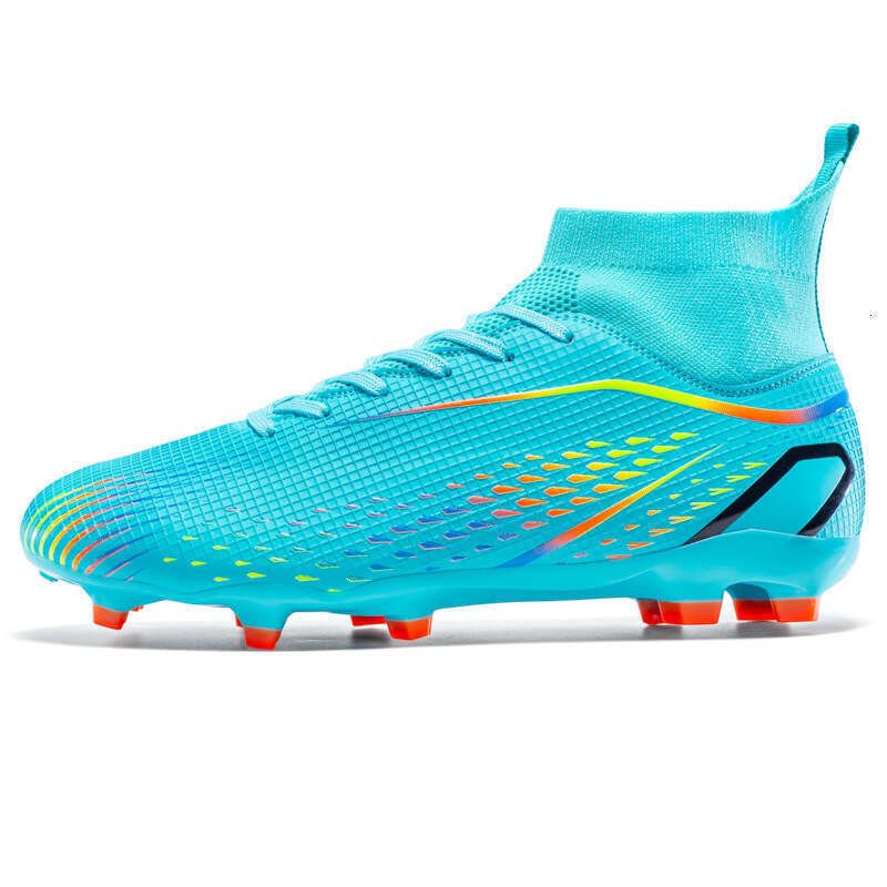 Large Size World Cup High-Top Soccer for Boys and Girls, Studded Long Spikes, Adult Artificial Grass Training Sports Shoes