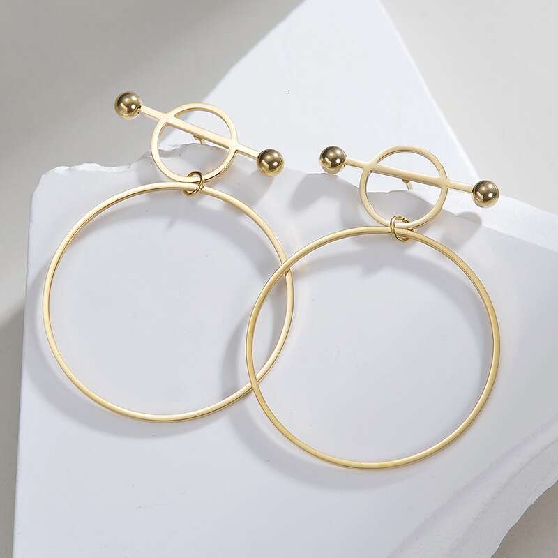 DHcollections New Gold-Plated Stainless Fashion INS Style Hollow Circle Hoop Earrings Titanium Steel Jewelry