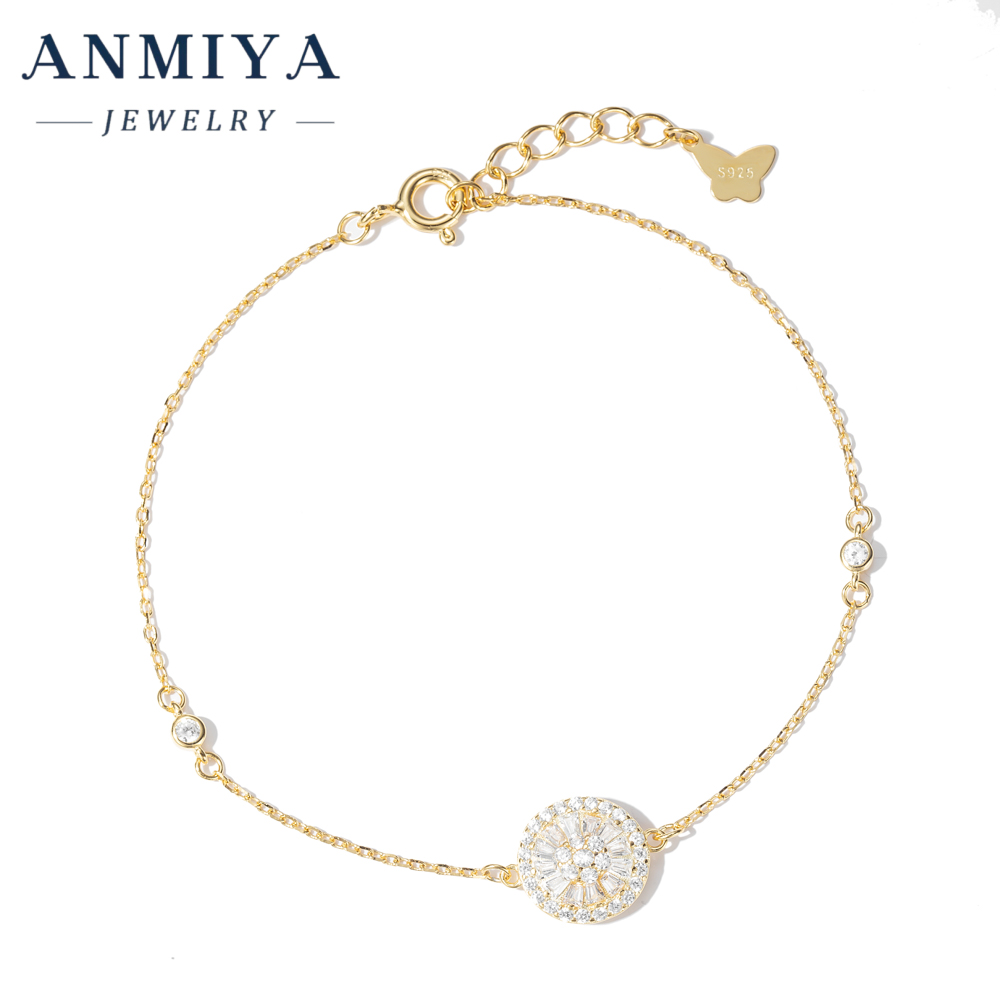 Premium 925 Sterling Silver Clover Bracelet with Geometric Round Design and Sparkling Zircon Inlay for Jewelry Gift