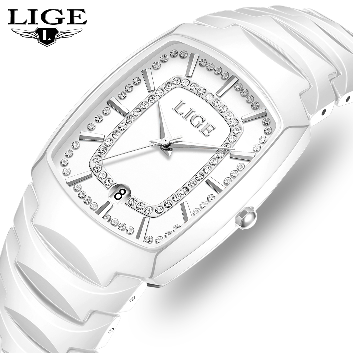 LIGE quartz Watch Waterproof Watch Top Brand Men's and Women's Universal Style Square Case Fashion Business Watch Holiday Gift Three-Pin Cal