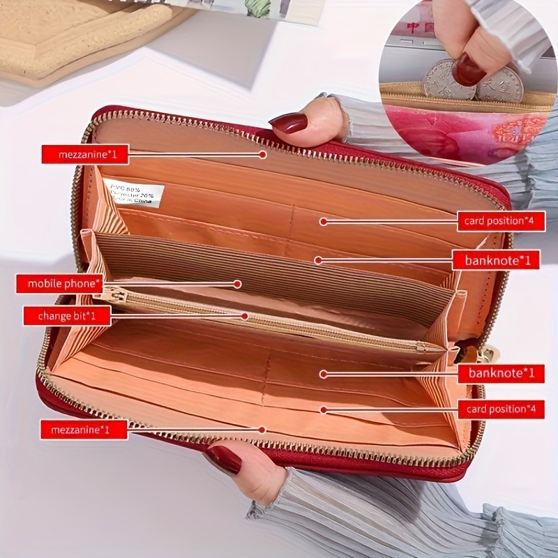 Designer Wallet Women's Wallet Long Style 2025 New Versatile Fashion Single Zipper Luxury Bag Large Capacity Multi-functional Clutch Purse Trendy