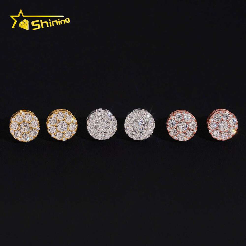 Fashion for Men and Women Hip-Hop Sandstone Stud Iced Sier Earrings Daily Wear
