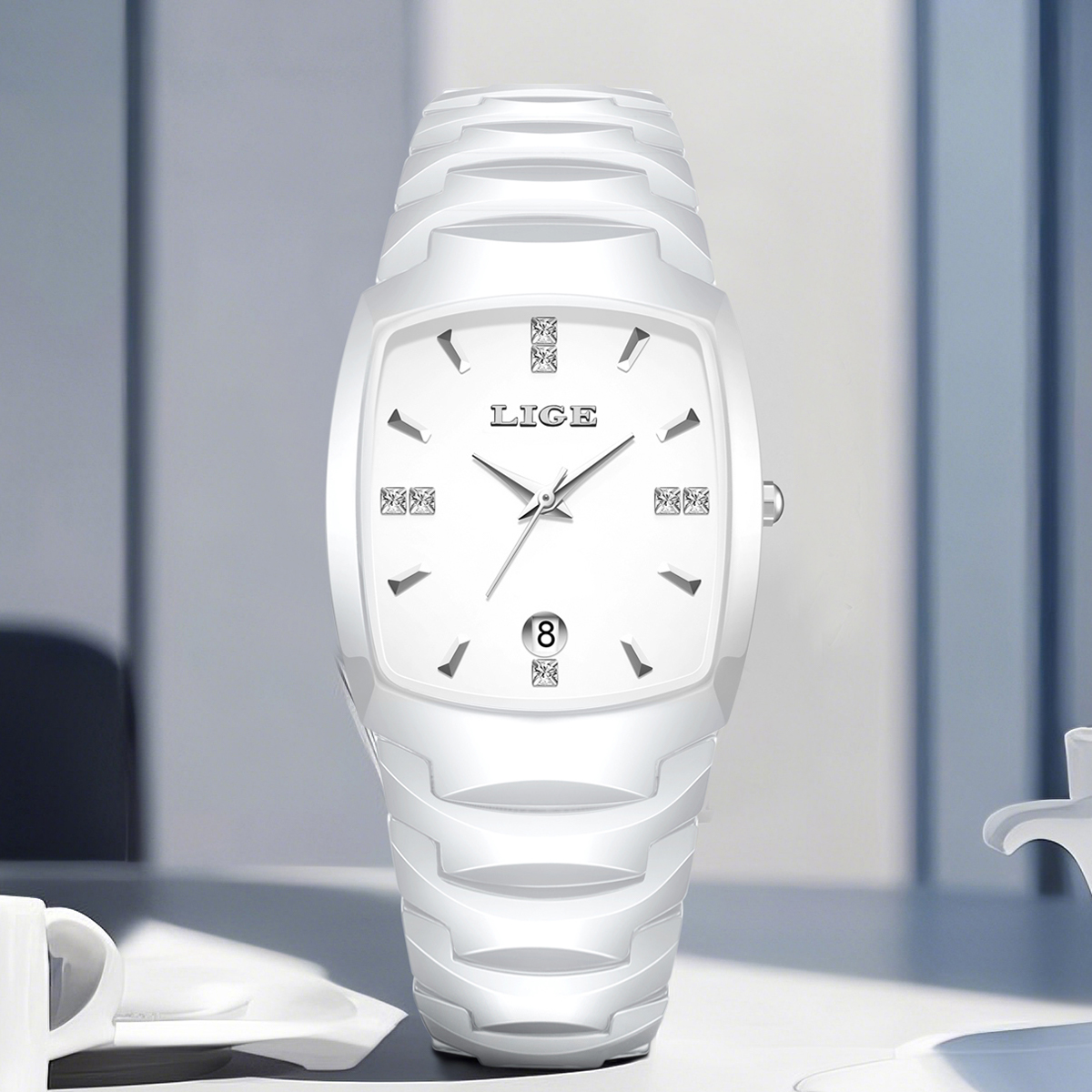 LIGE watch men's universal watch men's and women's same waterproof watch holiday gifts High-end ceramic material watches