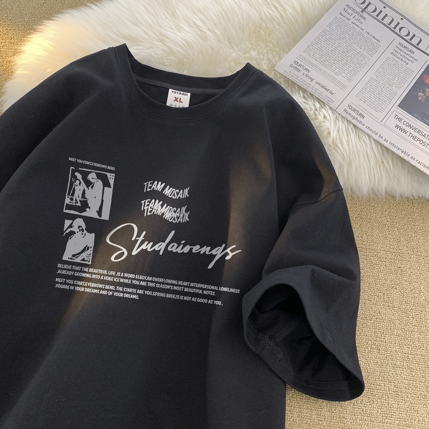 American Retro Pure Cotton Short Sleeve T-shirt For Designer Short Sleeves Men Summer Trendy Brand Cool Heavyweight Half Sleeve Tee Loose Plus Size To