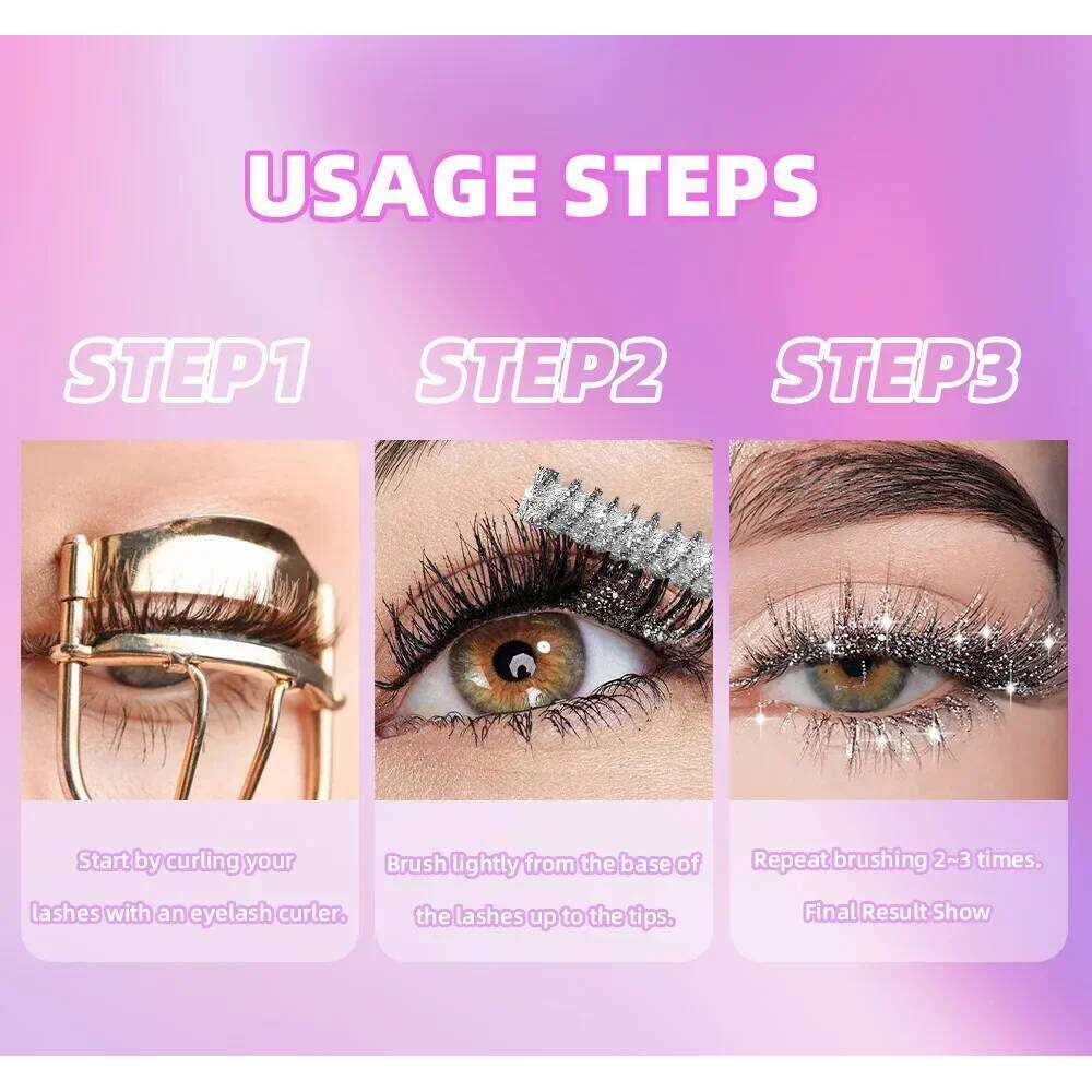 Sliver Gold ple Dia Glitter Quick Dry Long Lasting Waterproof Curling Thick Shiny Eyelash Sexy Mascara Makeup X250703