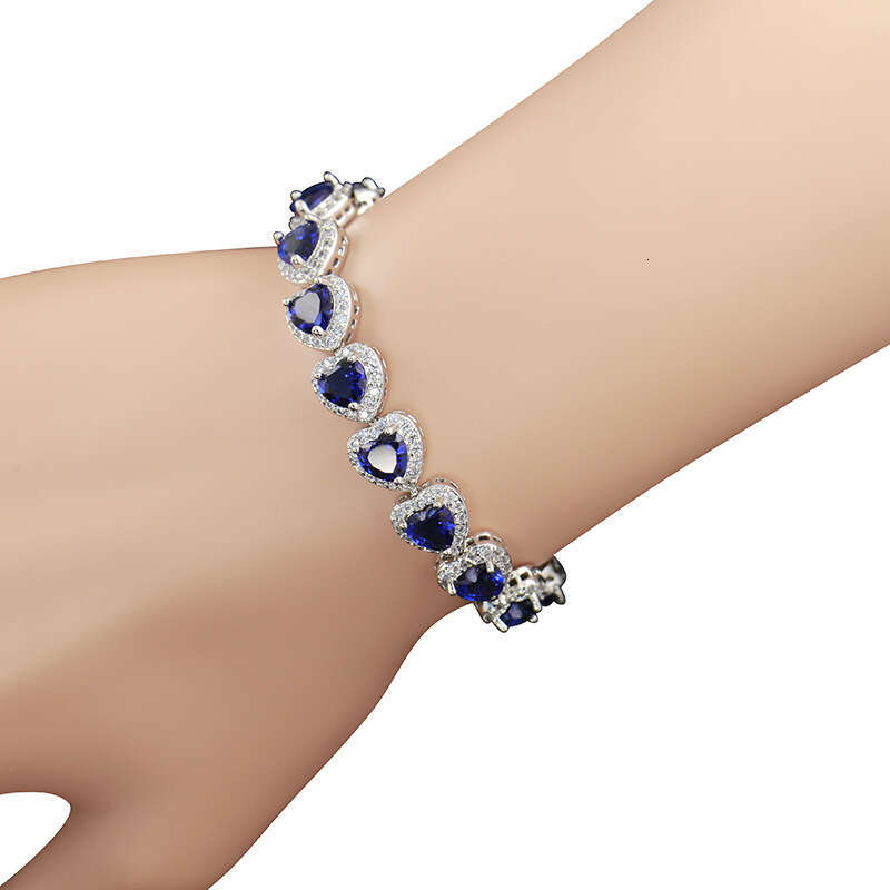 Ocean Set Blue Heart Necklace Inlaid with Zircon-Shaped Jewelry 0b3