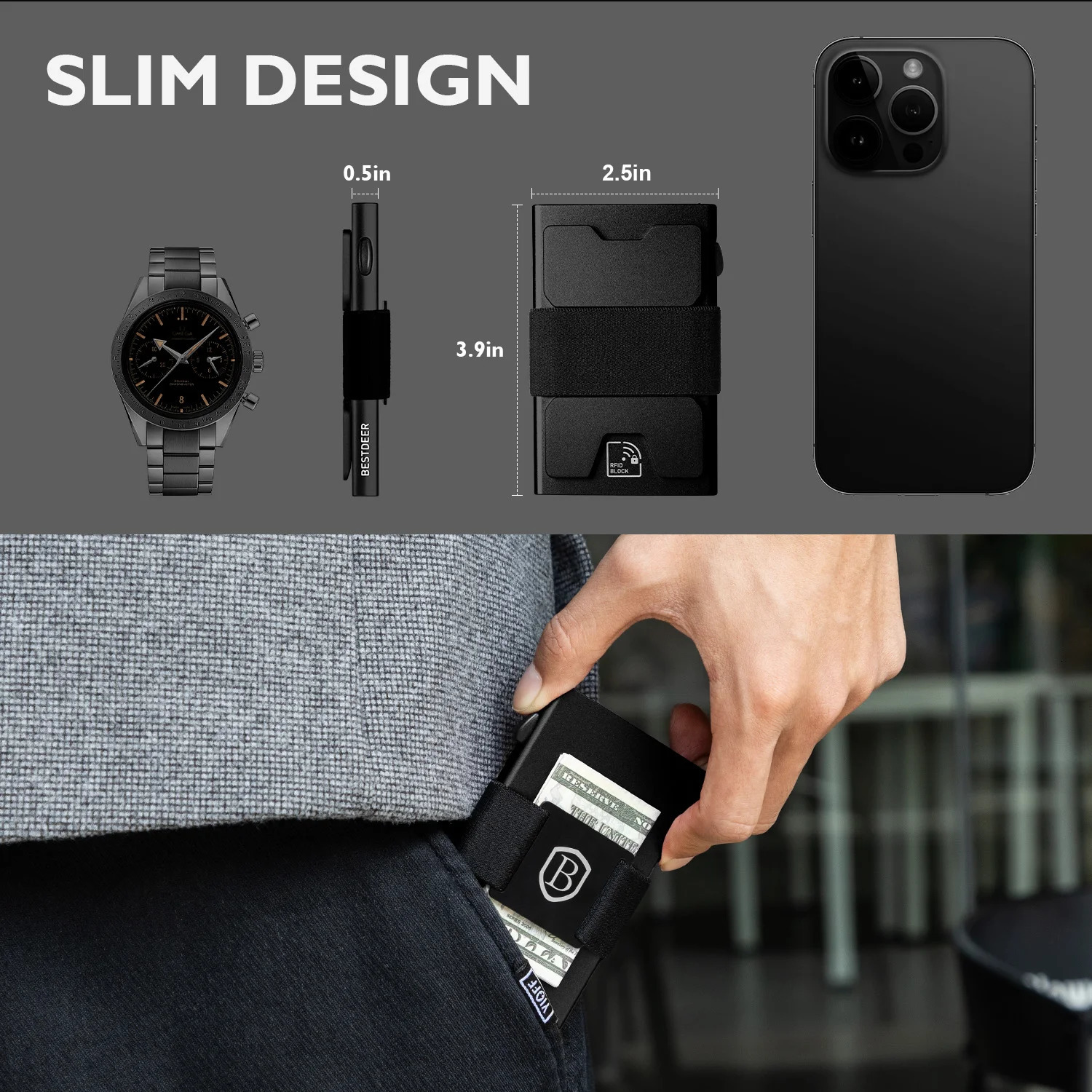 IWANTIT Slim Pop Up Wallet Minimalist Credit Card Holder For Men And Women RFID Blocking Mini Metal Case Holiday Gift Fallow 250701