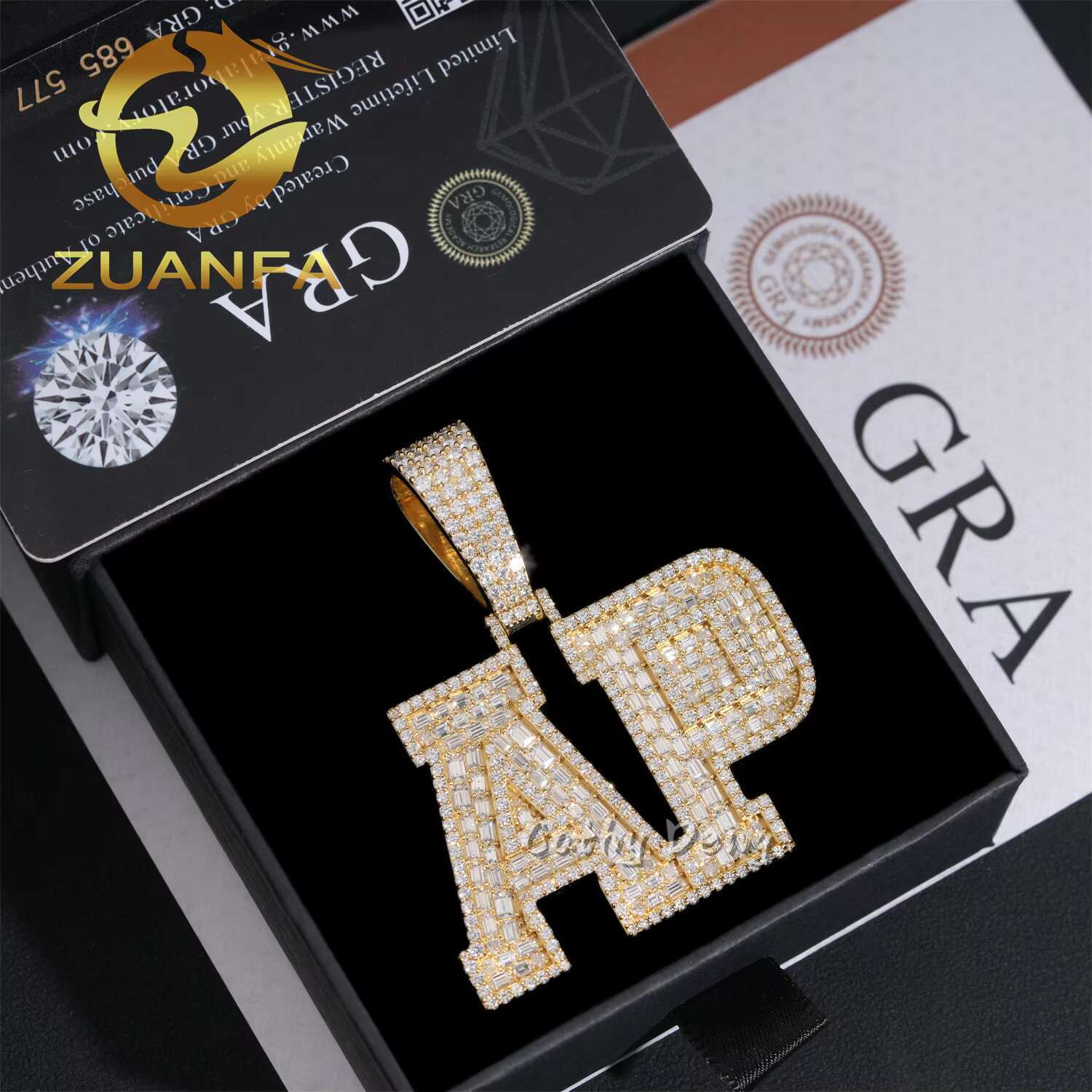 Custom Hip Hop Pendant 925 Silver Moissanite Diamond Jewelry Iced Out Letter Pendant for Cuban Link Chain