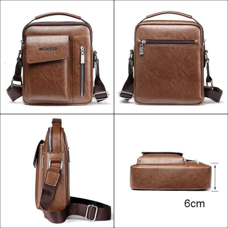 WEIXIER Men Shoulder Crossbody Multi-function Men's Handbags Capacity PU Leather For Male Messenger Bags Tote Bag