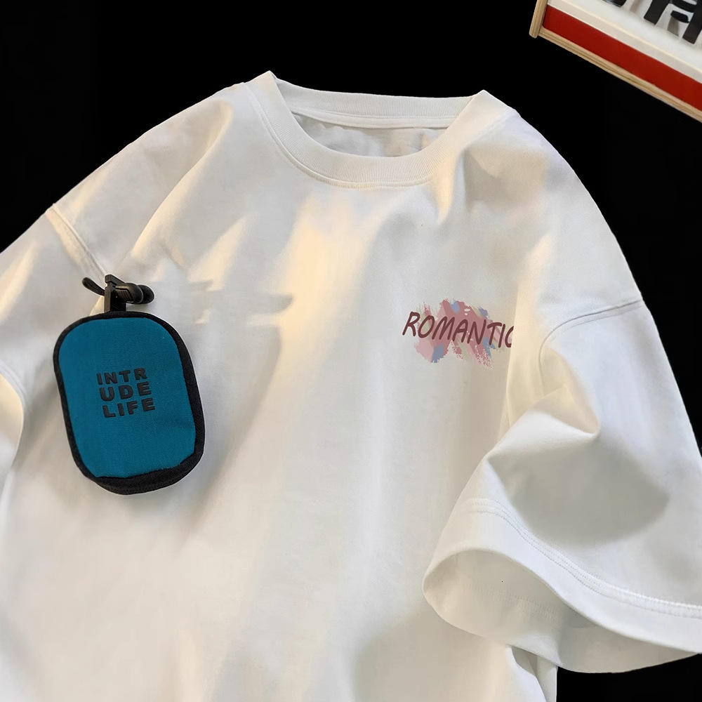 Letter Print Short Sleeve T-shirt For Designer Short Sleeves Men Summer Loose Breathable Half Sleeve American Style Trendy Anti-wrinkle Shaped T-shirt