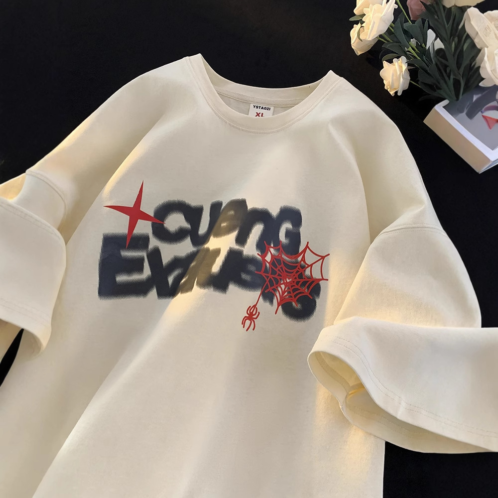 Designer Short Sleeves Anti-wrinkle Letter Short Sleeve T-shirt For Men Summer American Style Trendy Versatile Top Youth Heavyweight Half Sleeve Cloth