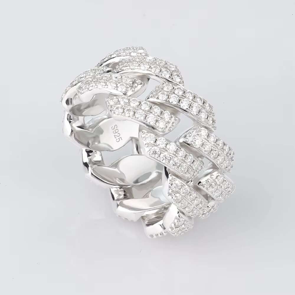 Boutique Jewelry Moissanite Ring 925 Sterling Silver VVS Colorful Miami Cuban Link Hip Hop Couple Rings