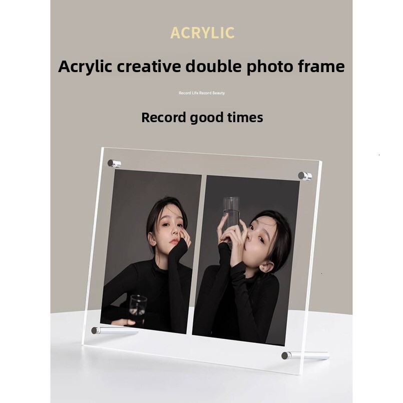 Acrylic Photo Frame Creative 6inch High-end Feel Stand 7 Double-sided Transparent Photos 8 Poster Display Rack A4 Mounting H260306