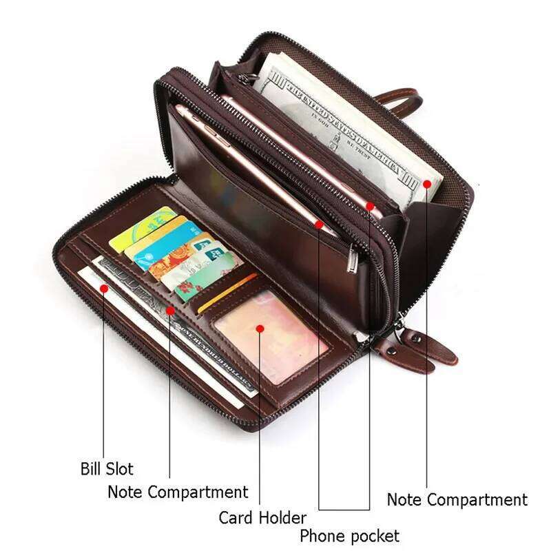 Men's Casual Clutch Men Functional Long Wallets Photo Bank Card Holder Purse for Male Note Compartment Phone Pockets bags