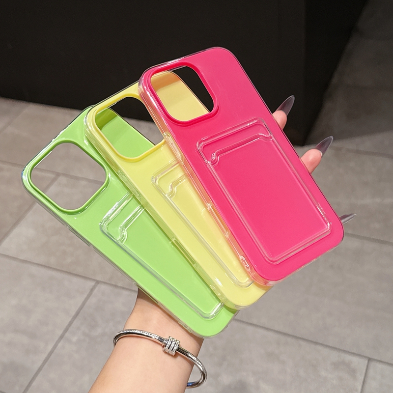 Card Pocket Cases For Iphone 16 Plus 15 Pro Max 14 13 12 11 Iphone16 Hard PC Soft TPU Luxury Fashion Crystal Credit ID Card Slot Mobile Phone Back Cov