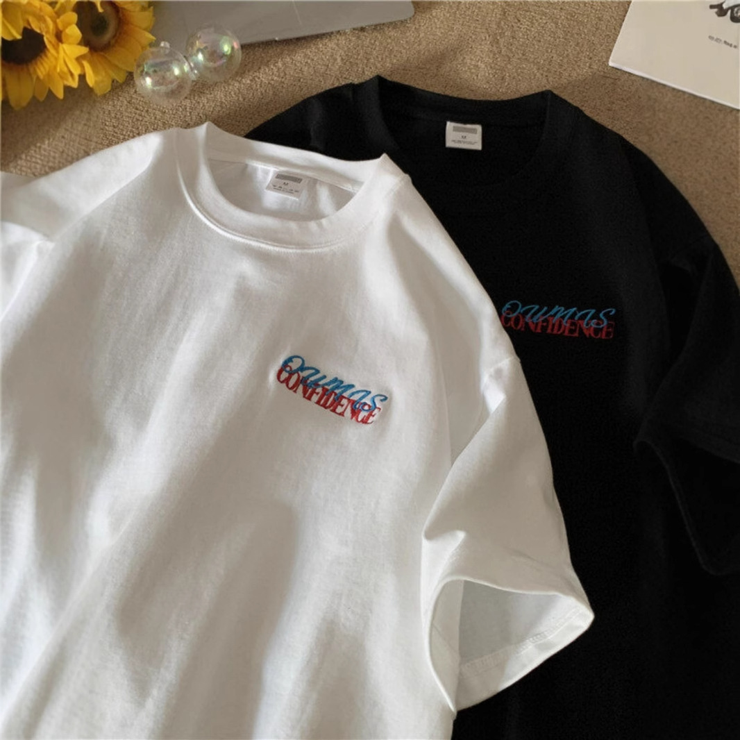 Heavyweight 220g Double Yarn Pure Cotton Letter Print Short Sleeve T-shirt Designer Short Sleeves For Men And Women Summer New Sweat-absorbing Breatha