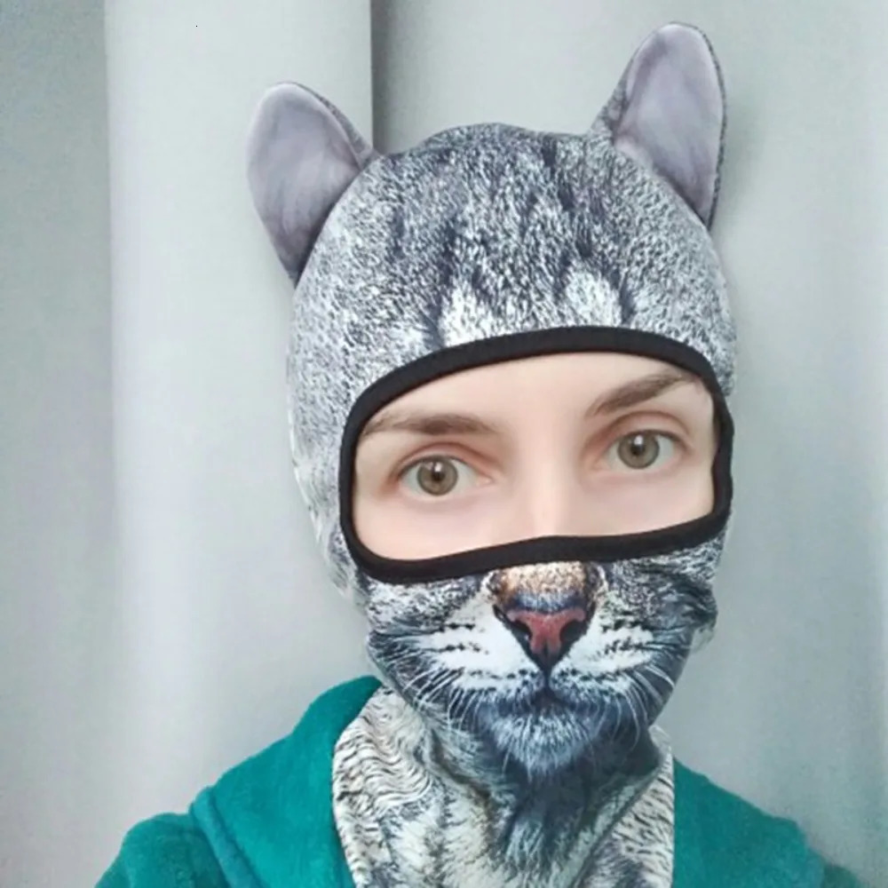 3D Animal Balaclava Bicycle Cycling Ski Hats Party Cat Dog Full Face Mask Funny Neck Gaiter Windproof Soft with Ears 250625 - view 7