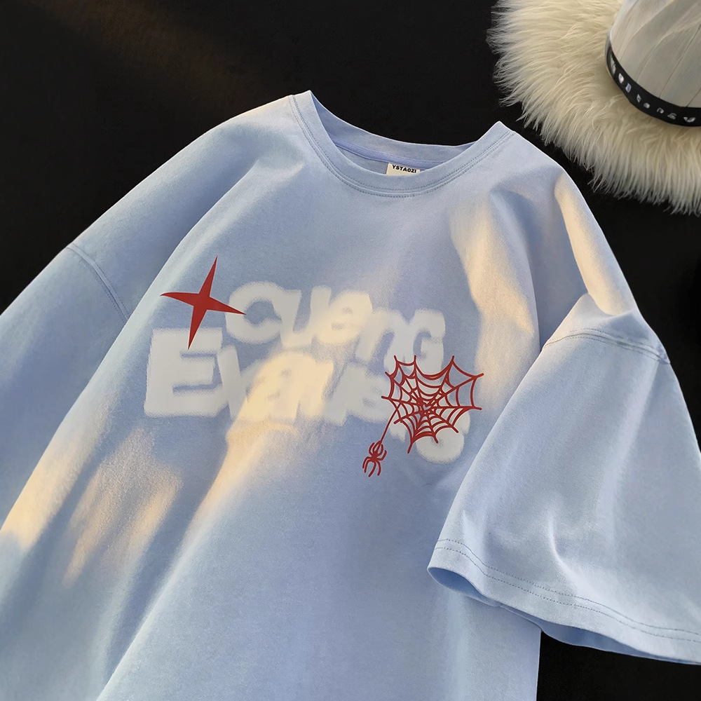 Designer Short Sleeves Anti-wrinkle Letter Short Sleeve T-shirt For Men Summer American Style Trendy Versatile Top Youth Heavyweight Half Sleeve Cloth