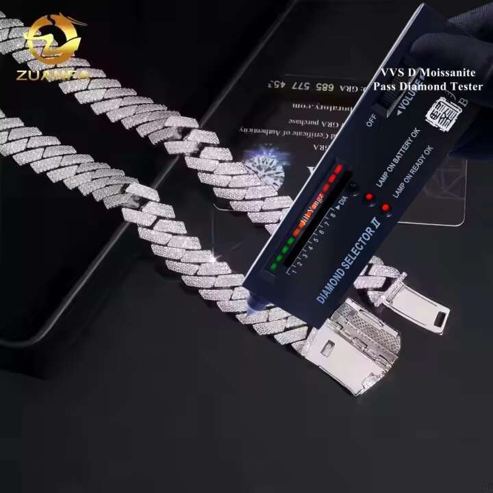 Curved Plug in Ice Box Heavy Thick 15mm GRA Certification Leading Factory Direct Moissanite Cuban Link Chain