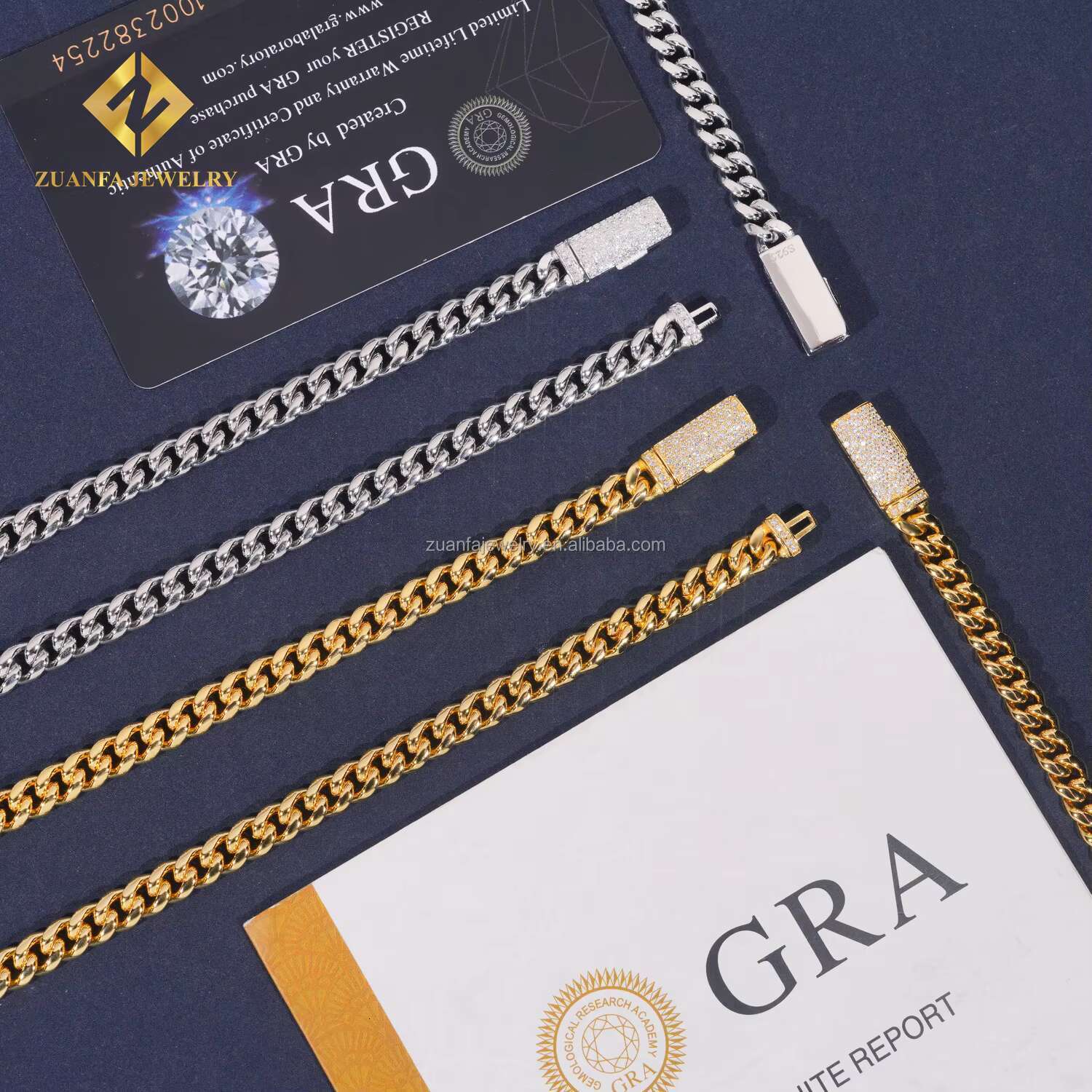 Stock 6mm 8mm Iced Out Man Hip Hop Jewelry 14k Gold Plated 316L Stainless Steel Moissanite Diamond Miami Plain Cuban Link Chain