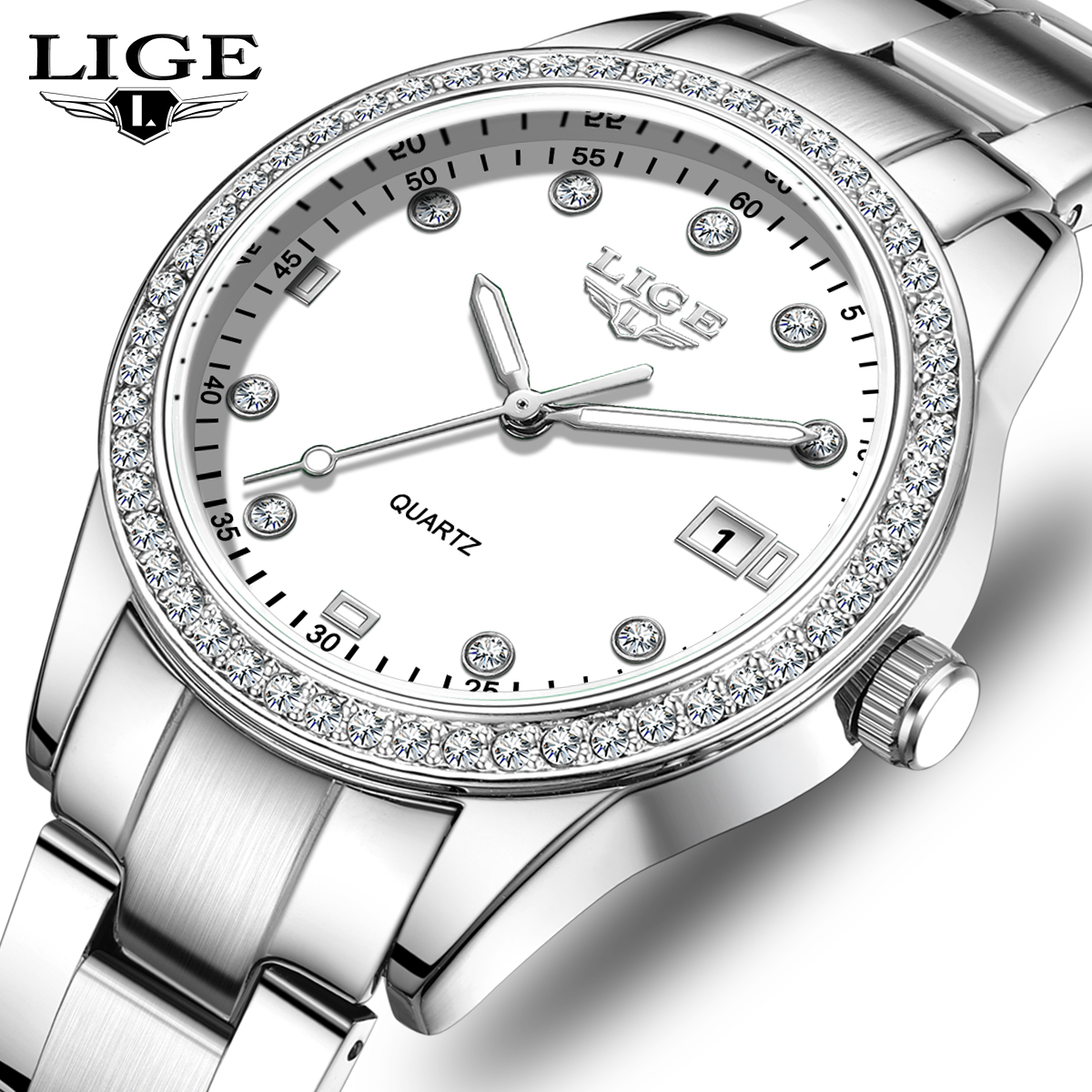 LIGE Quartz Watch Waterproof Watch Top Brand Women's Watch Universal Style Square Case Fashion Business Watch Holiday Gift Teen Watch