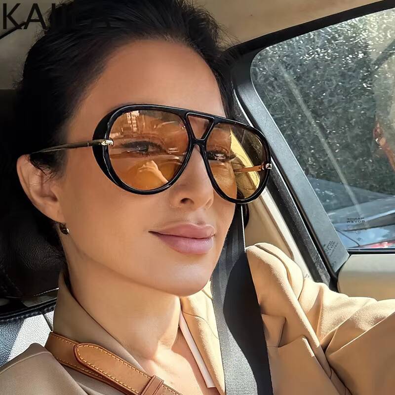 Oversized Pilot Oval Punk Sunglasses Women Big Frame 2025 Luxury Vintage Double Beam Sun Glasses For Lady Outdoor Eyewear UV400 ddmythur