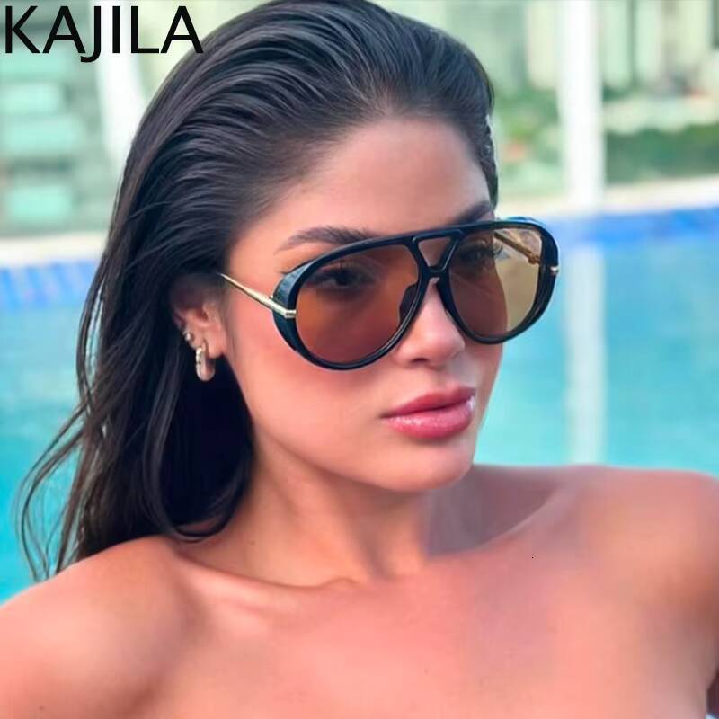 Oversized Pilot Oval Punk Sunglasses Women Big Frame 2025 Luxury Vintage Double Beam Sun Glasses For Lady Outdoor Eyewear UV400 ddmythur