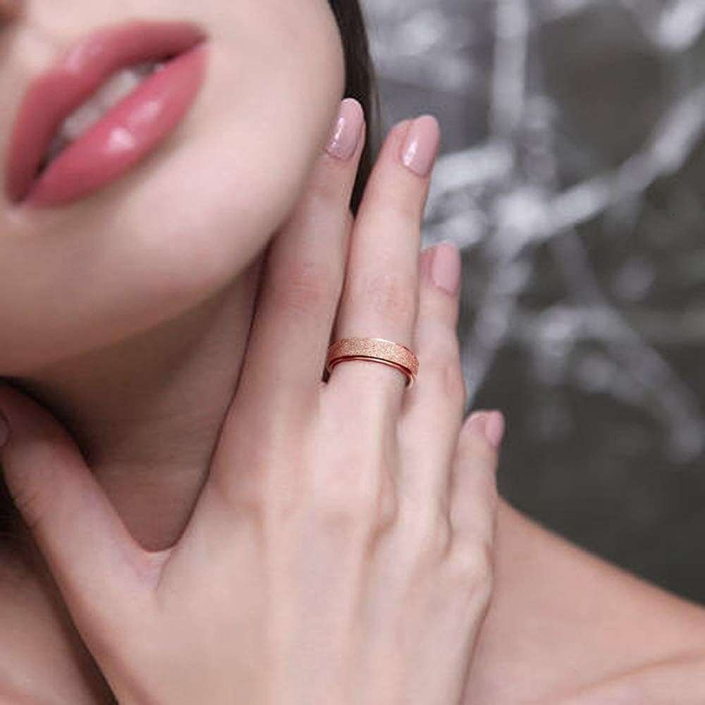 Spinner Women Men 3 Fashion Stainless Steel Fidget Ring for Anxiety Sand Blast Finish 6MM / 8MM /