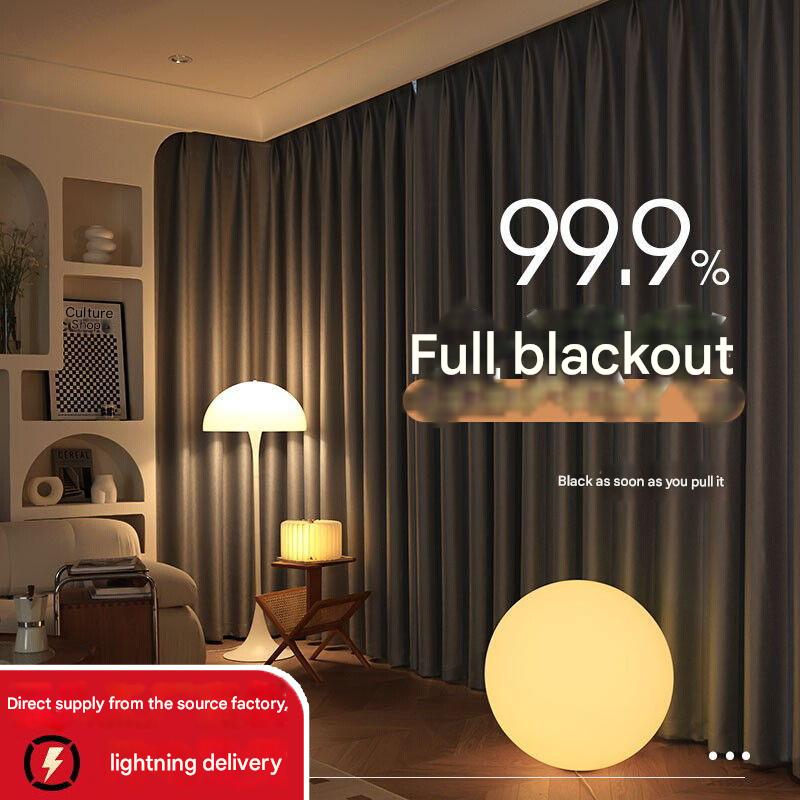YL-35036 finished curtain blackout bedroom living room balcony sun protection heat insulation gray simple hook type high precision curtain wholesale