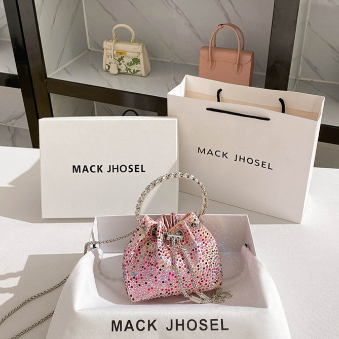 Free shipping designer A Fashionable Summer Diamond-Studded Bucket Bag 2024 High-End Metal Handbag Evening Chain Bag Wholesale Luxury shopping bag