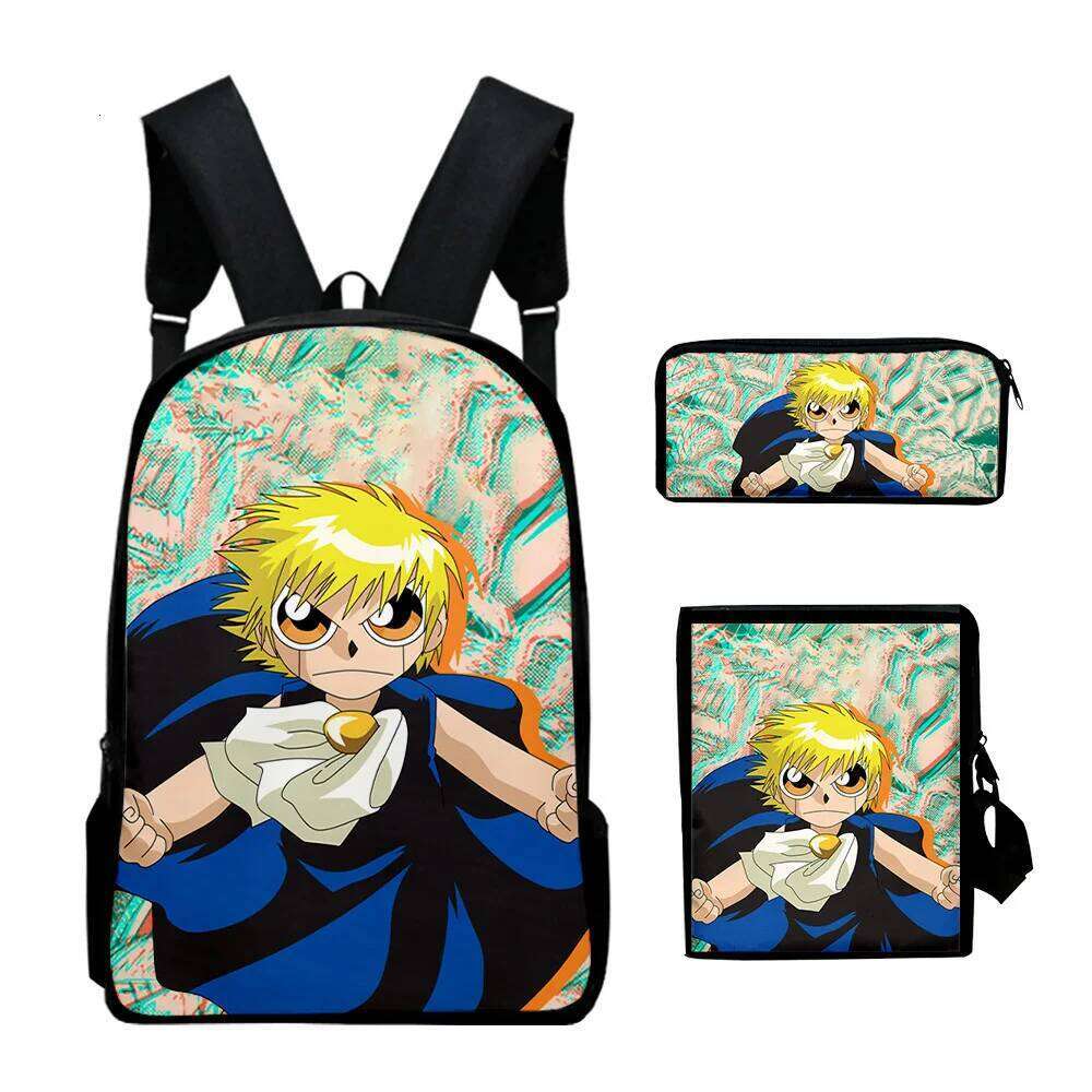 Fashion Novelty Zatch Bell Anime 3D Print 3pcs/Set pupil School Bags Laptop Daypack Backpack Inclined shoulder bag Pencil Case