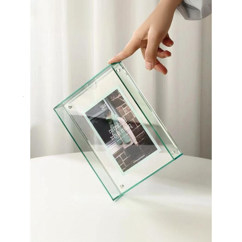 Acrylic Display Stand INS Transparent Simple Living Room Storage Ornament Double-Sided 6inch Photo Frame Creative Personality H260306