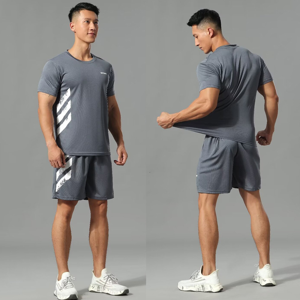 Short Sleeve Unisex Casual Quick-Dry Clothing Set Women Outdoor Thin Loose Sports Suit Spring Autumn Men