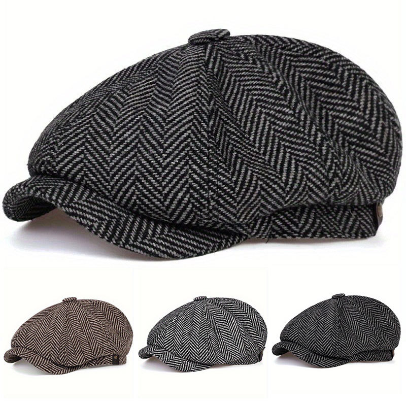 Octagonal hat winter and autumn British retro beret men's newspaper bee hat windproof handsome hat trend