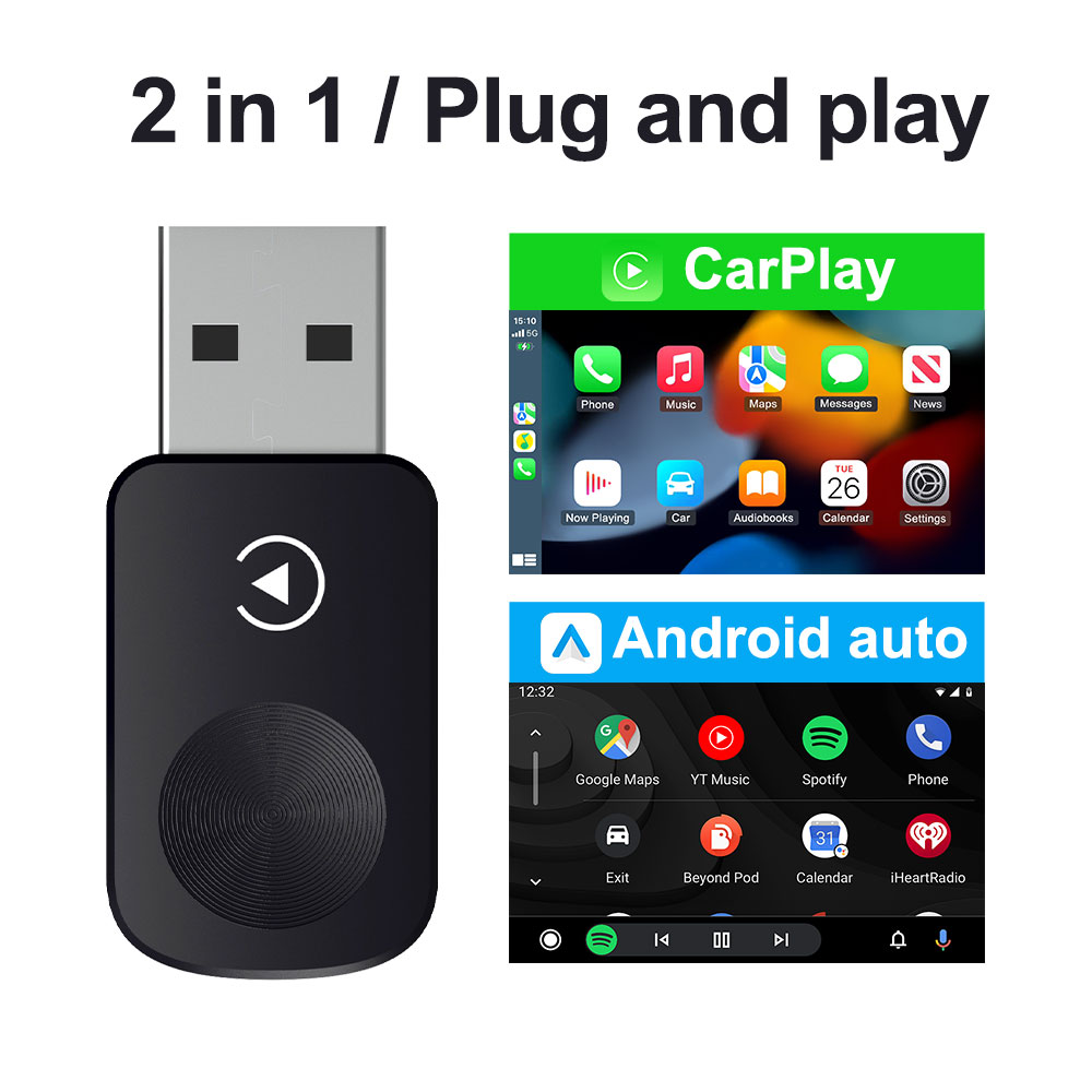 Upgrade Wireless CarPlay Android AI Box Plug & Auto Connect 2in1 for Cars Watch Netflix YouTube in Car Play 5G WiFi HD K8 MINI