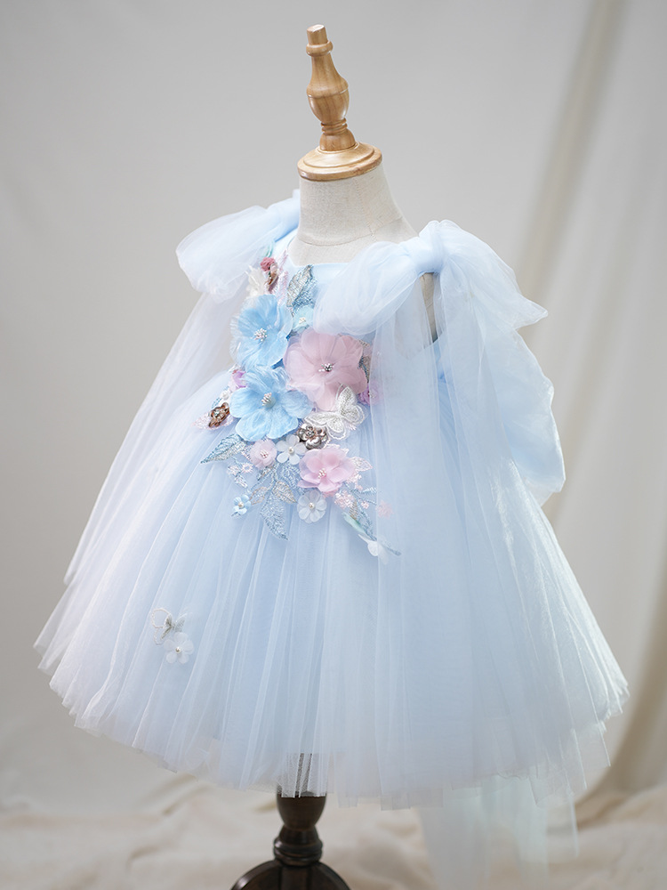 Customized Cute Colorful Flower Girl Dresses for Wedding 3D Butterfly Floral Girls Pageant Birthday Gown First Communion Dress Z250214