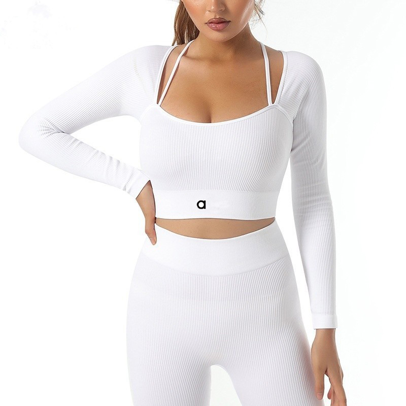 5A Quality Women Yoga Suits Sports Shirts+Shorts Set Long Sleeve Yoga Shirts Shorts Quick Dry Sweatshirt Boxer-style women alosetly clothes Pilates Muse Suit