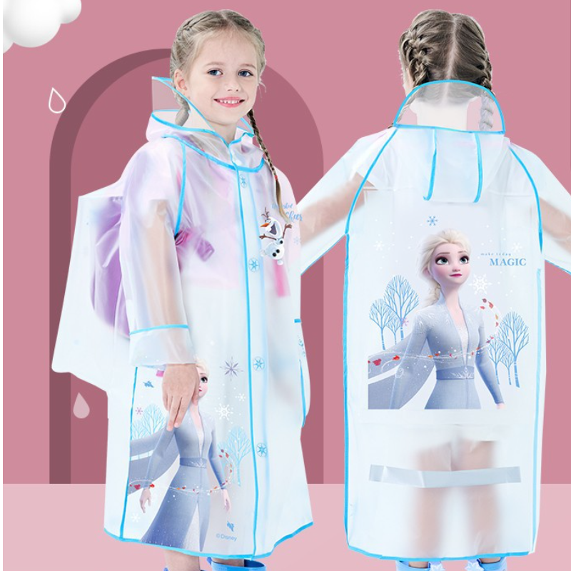 Disney EVA Boys and Girls Universal Children's Raincoat Waterproof Raincoat Backpack Part Integrated Hiking Raincoat with Reflective Strips Rainc