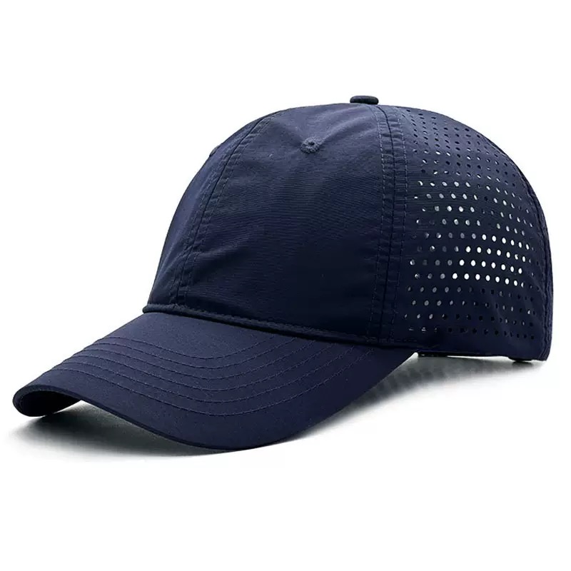 Quick-drying laser perforated soft top outdoor sunshade baseball cap with brim
