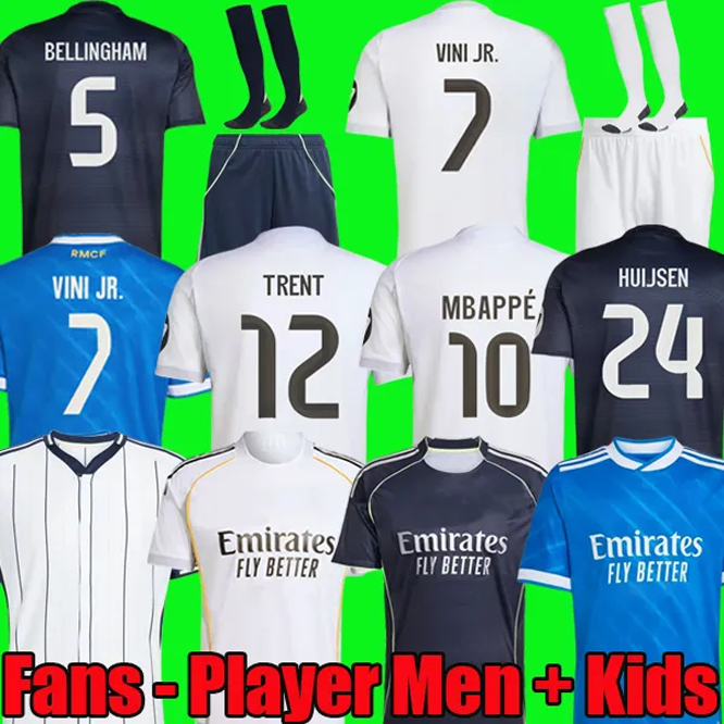 25 26 Real MBAPPE BELLINGHAM VINI soccer jerseys TRENT HUIJSEN RODRYGO fans player football shirts tops men kids kit sets 2025 2026 Madrids